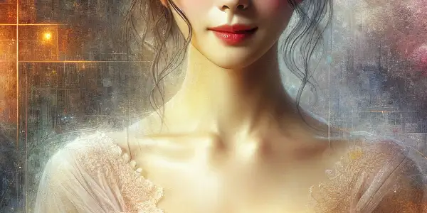 Portrait of Juri Mitani surrounded by cherry blossoms and shadowy elements, symbolizing romance and suspense in her films.